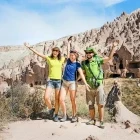 Group of people in Zelve Town, Cappadocia, Turkey