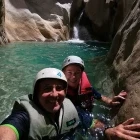 Couple taking a selfie during the canyoning activity in Turkey.