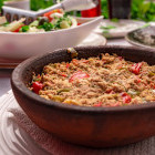 Traditional fergese dish in Albania