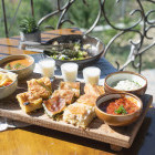 Spinach pie, cottage cheese & milk in Albania