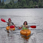 Canoeing on Lake Hallstattersee in Austria