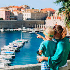 Mother and son in Dubrovnik, Croatia