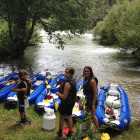 Family with rafts in Croatia