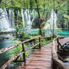 Boardwalk through Plitvice Lakes National Park in Croatia