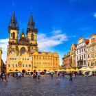 Old town square and Church of Mother of God in Prague, Czech Republic