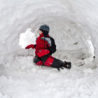 Boy in an igloo in Hossa National Park, Finland