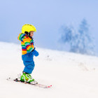 Boy skiing in Finland