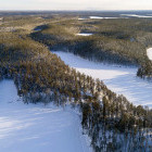 Aerial of Hossa National Park in Finland.