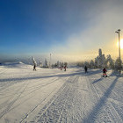 Skiiers and snowboarders in Ruka, Finland