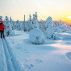Woman cross country skiing in Finland
