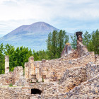 Ruins of Pompeii with Vesuvius in the background, Italy