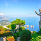 Statue and gardens in Capri, Italy