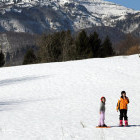 Children snowshoeing in Norway