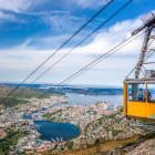 Cable car overlooking the city of Bergen, Norway