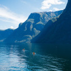 Kayaking in Naeroyfjord, Norway