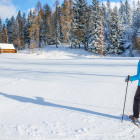 Lady snowshoeing in Norway