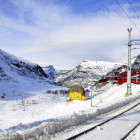 Winter scene of railway near Flam in Norway
