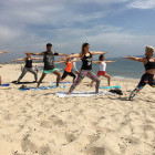 Yoga class on the beach in Portugal