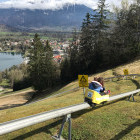 Summer toboggan ride in Lake Bled, Slovenia.