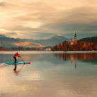 Paddleboarding on Lake Bled in Slovenia