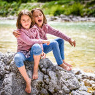 Sisters at Soca River in Slovenia
