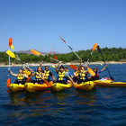 Group kayaking in Spain