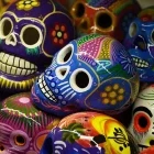 Colourful skulls to celebrate Day of the Dead Festival in Mexico (seen on our October departure only)