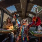 Entertainment on the train journey through the Sacred Valley, Peru.