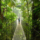 Hanging bridge in Arenal Volcano National Park, Costa Rica