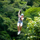 Young girl ziplining in Costa Rica