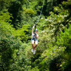 Girl ziplining in Costa Rica