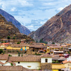 View of Ollantaytambo town in Peru