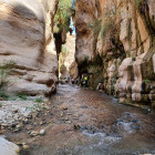 Gorge walking in Wadi Bin Hammad in Jordan.