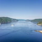 Aerial view of Saguenay Fjord and the St. Lawrence River, Canada