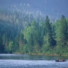 People canoeing in Gaspesie National Park, Canada.