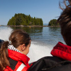 Family boat trip in Vancouver Island, British Columbia, Canada