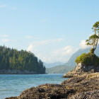 Rocky shoreline of Tofino on Vancouver Island, British Columbia, Canada