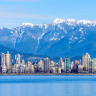 Vancouver city with mountain backdrop in British Columbia, Canada