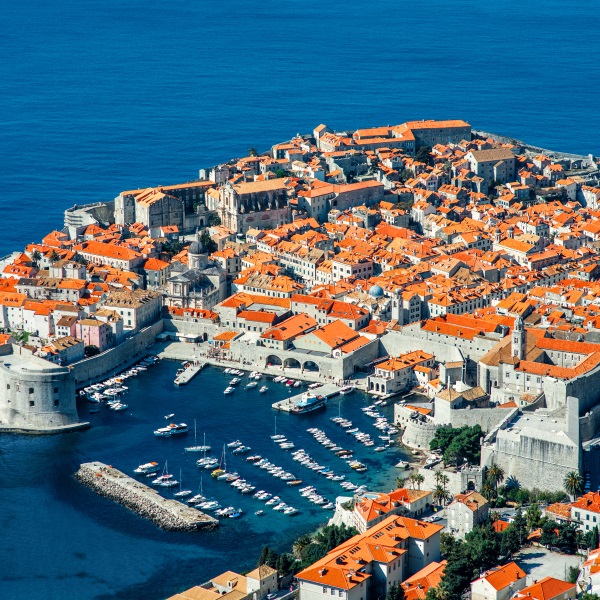 Aerial of Dubrovnik in Croatia