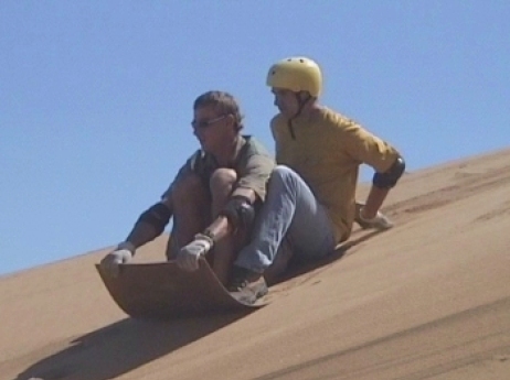 Sand boarding in Namibia
