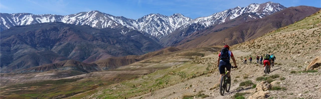 Group cycling in the Atlas Mountains, Morocco