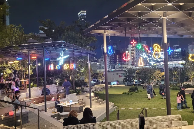 View of an outside area at Omo7 Hotel, Japan.