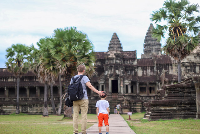 Father and son in Angkor Wat, Cambodia