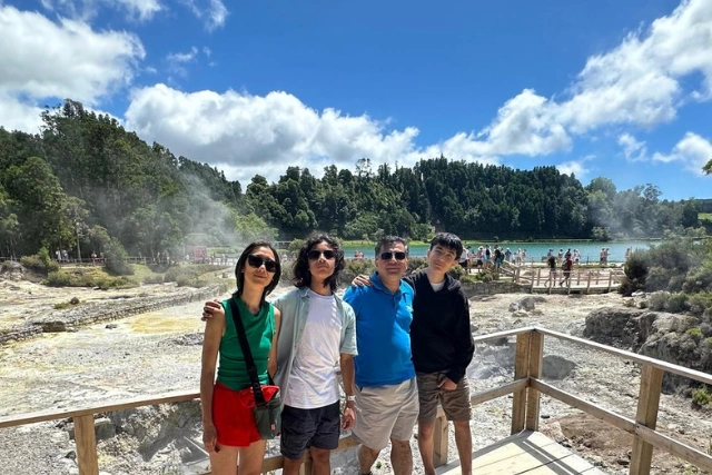 The Tekchandani family by volcanic vapours in the Azores.
