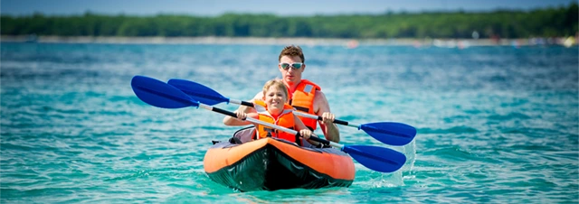 Father & son kayaking in Croatia