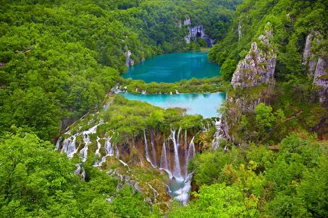 Aerial of Plitvice National Park, Croatia