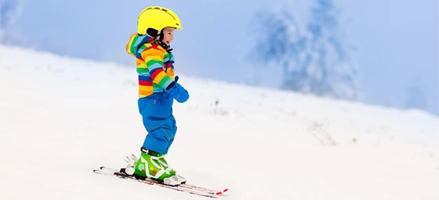 Boy skiing in Finland