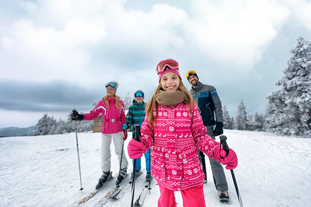 Family skiing in Finland