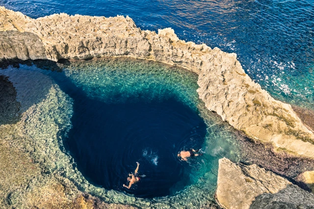 Snorkelling in the Blue Hole in Gozo
