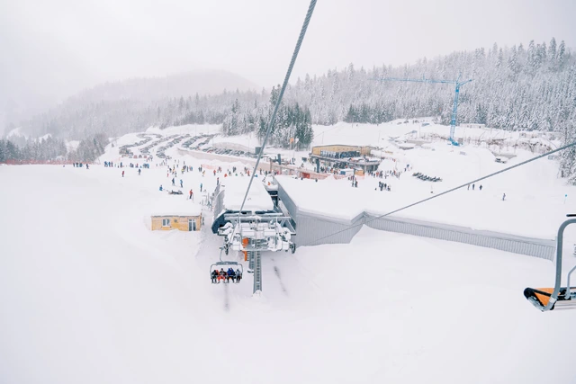 Chair lift in Kolasin ski resort, Montenegro